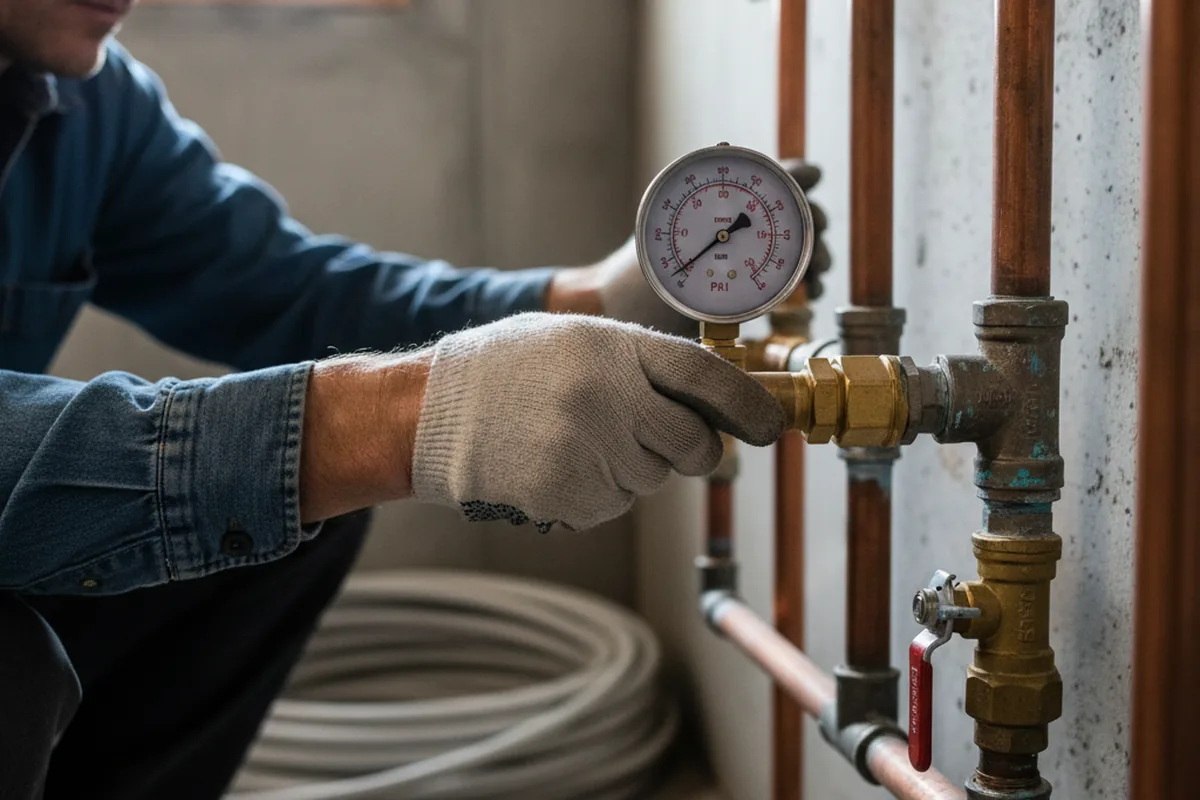 Pressure testing a repaired line during Water Line Repair in Mentor